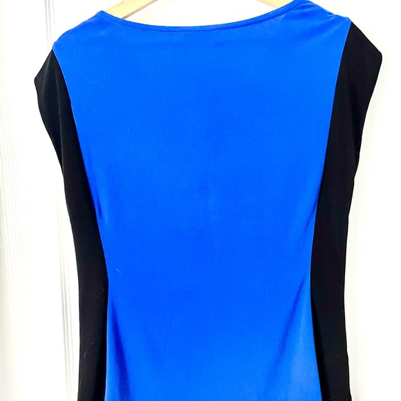 Calvin Klein Blue & Black Colorblock Draped Blouse Size M - Picture 8 of 9